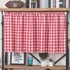 1pc Red and White Checkered Lightweight Curtain for Living Room Bedroom Bathroom Kitchen Rod Pocket Design Polyester Coffee Shop