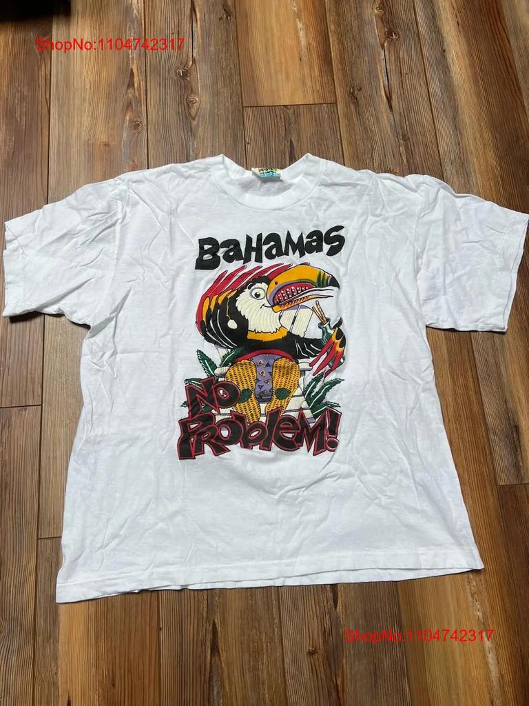 Vintage 80s Bahamas No Problem T Shirt Womens 2XL Rasta Toucan Tropical Vintage Washed Breathable Stylish Graphic Versatile