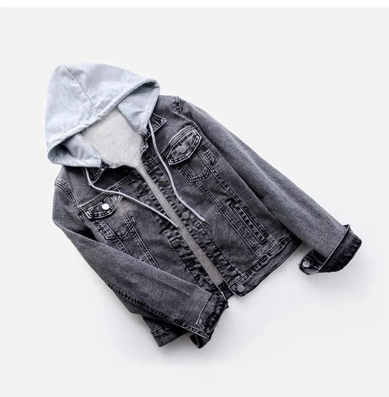 Women's Winter Slim Denim Jacket with Lambswool Lining - Stylish, Versatile Korean Style Coat