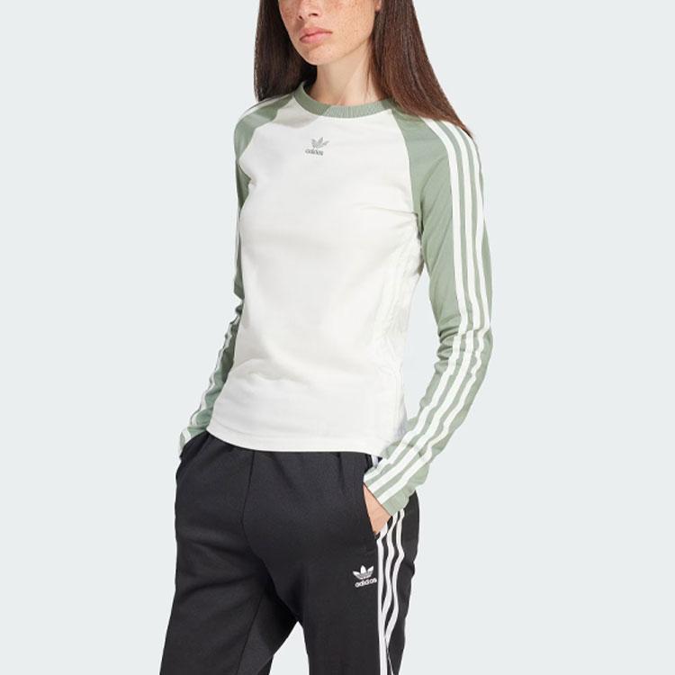 Adidas Originals Slim Fit Long Sleeve Tee Women Tops Green IY3197