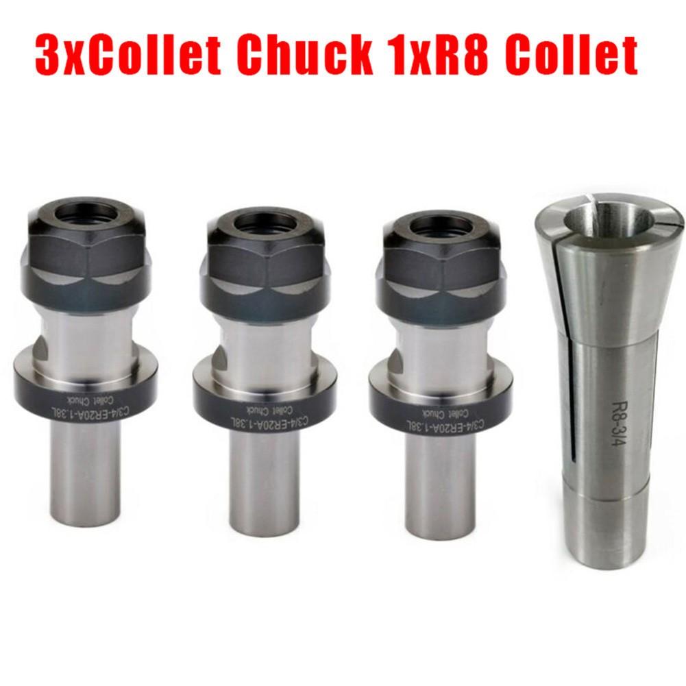 R8 ER20 Collet Chuck Sets 3Pcs 3/4 ER20 1.38 TTS Tool Holder