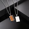 Men's Geometric Natural Stone Pendant Necklace, Vintage Square Tiger Eye Collar Necklace, Fashion Casual Jewelry for Men