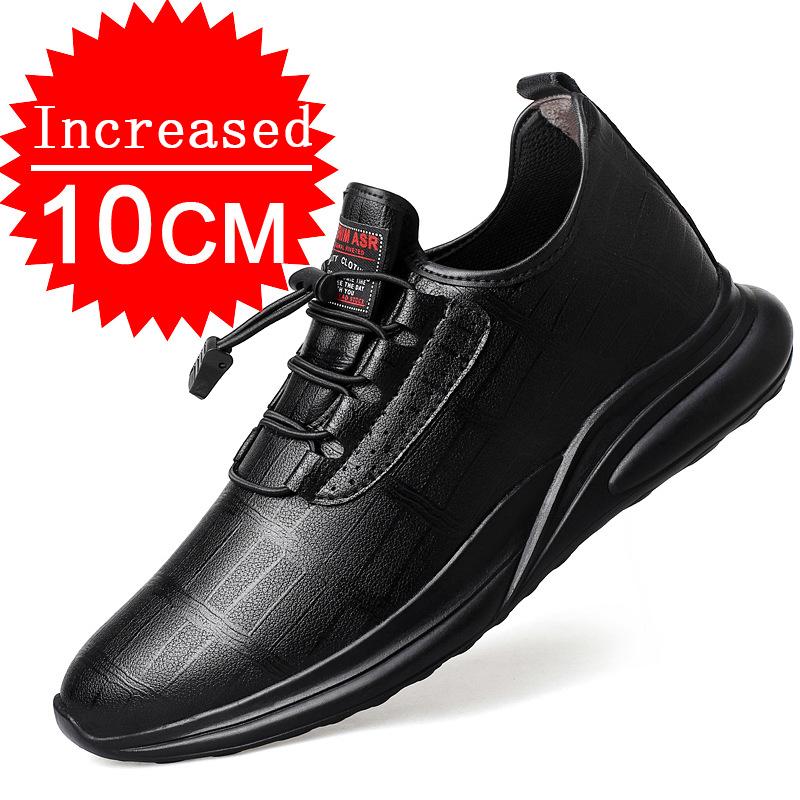 

Летняя мужская обувь для увеличения роста 10 см из натуральной кожи, коровья кожа, внутренняя танкетка, мужская кожаная обувь, повседневная спортивная обувь 46