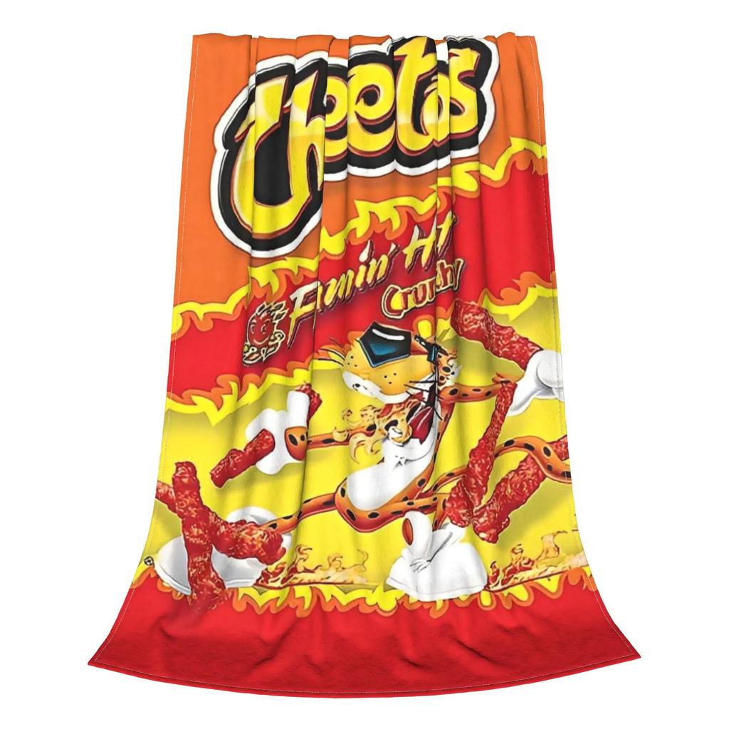 Cheetos Snack Cartoon Knitted Blankets Fleece Lightweight Thin Throw Blankets for Car Sofa Couch Bed Rug