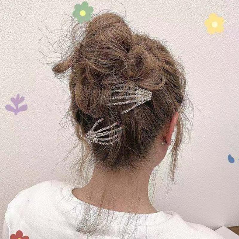 1Pc Punk Style Skull Claw Hand Bone Hair Clips Alloy Hairpins Headband Barrettes