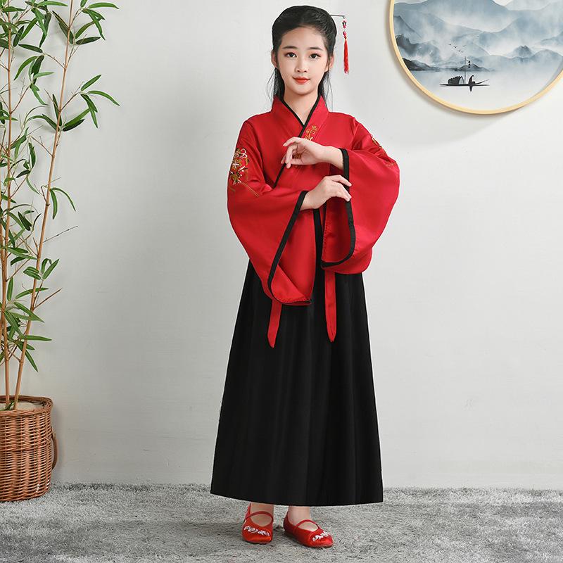 Hanfu Children's Traditional Costume: Boys' National Studies and Girls' Ancient Ruqun Tang Suit for School Performances.