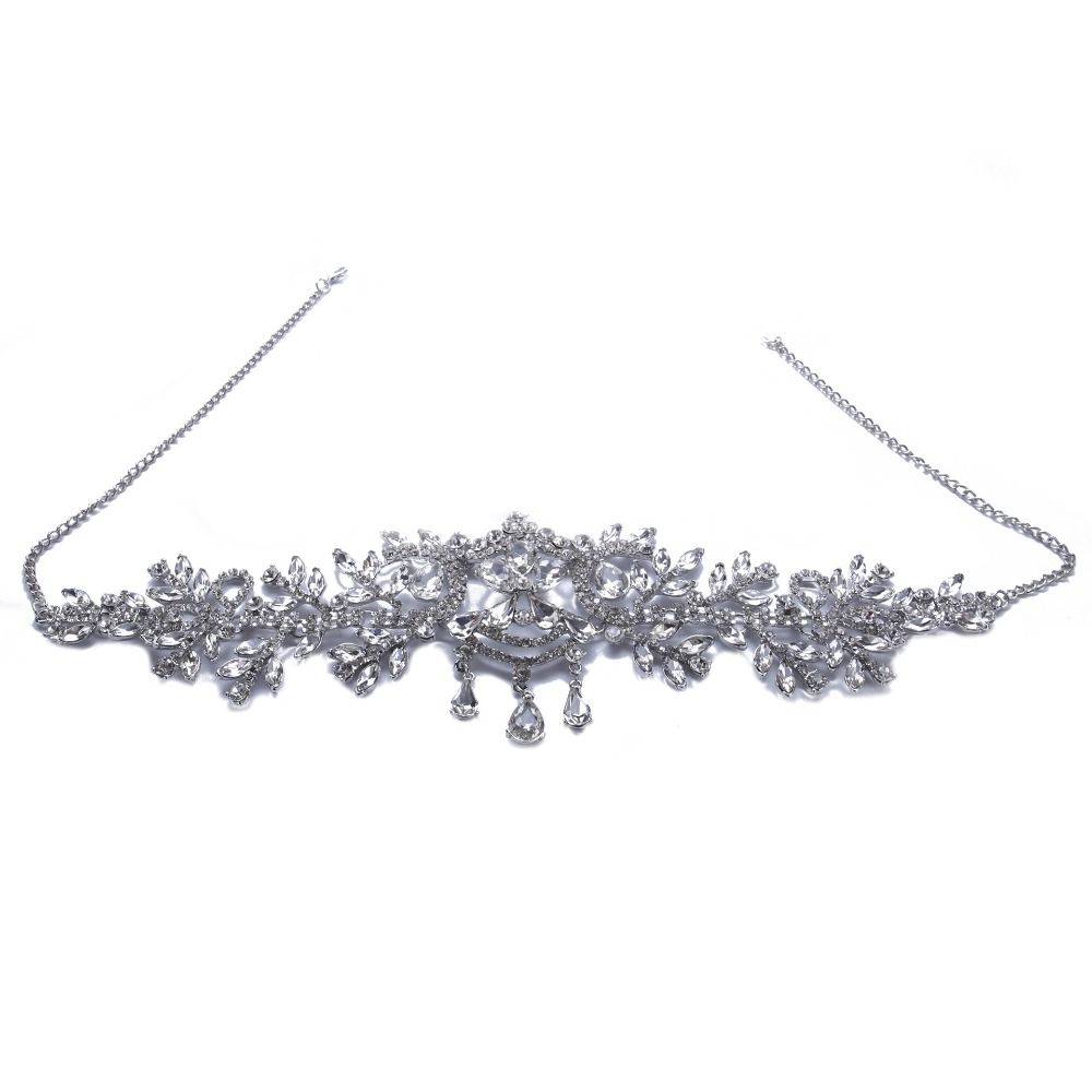 Sparkling Rhinestone Headdress Luxury Bridal Tiaras Head Chain Women Hair Jewelry  Bridal Party
