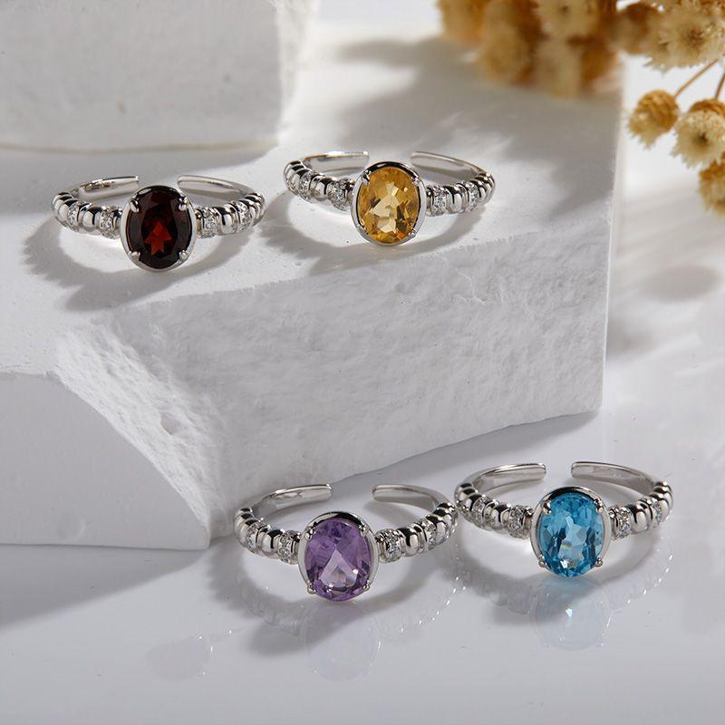 Natural Gemstone Jewelry S925 Sterling Silver With Natural Colored Treasure Ring Women'S Earrings Jewelry