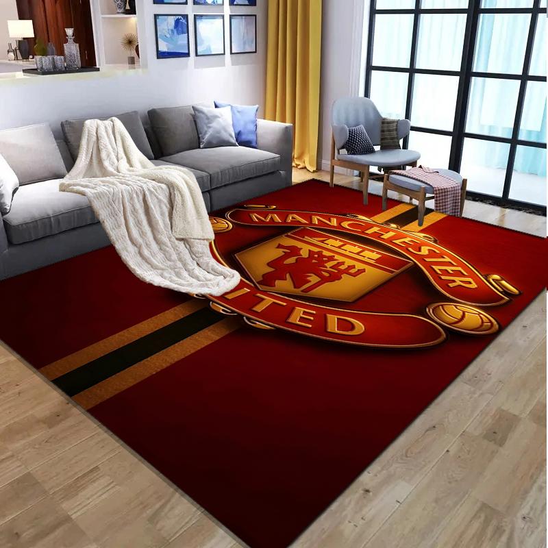 Manchester United F.C Pattern Rug, Indoor/Outdoor Mat, for Picnic, Gameroom, Bedroom, Office, Living Room, Home Decor Carpet, Birthday Gift