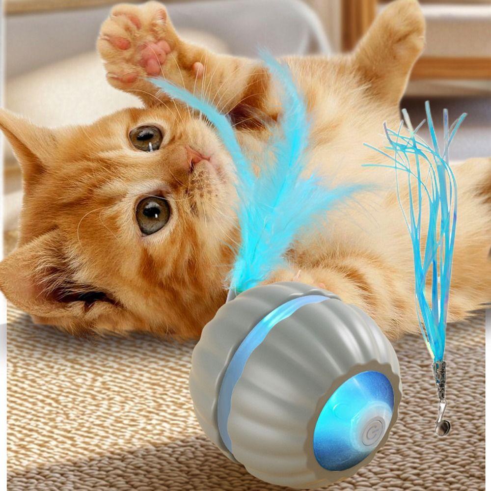 Soft Light Automatic Rolling Ball 2 Tails Smart Cat Teasing Balls  Interactive Play