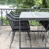 Table de jardin - HOUSE NORDIC - 210 x 100 cm - Aluminium - Plateau effet bois gris - 6 places