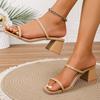 Fashion Woman Square Heel Open Toe Ankle Strap Ladies Sandalias Women High Heel Sandals Summer Casual Female Shoes  Wedge Shoe 2025 New