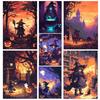 Pixel Witch Pumpkin Halloween Potion Castle Posters and Prints Canvas Painting Wall Art Pictures Home Room Modern Travel Decor