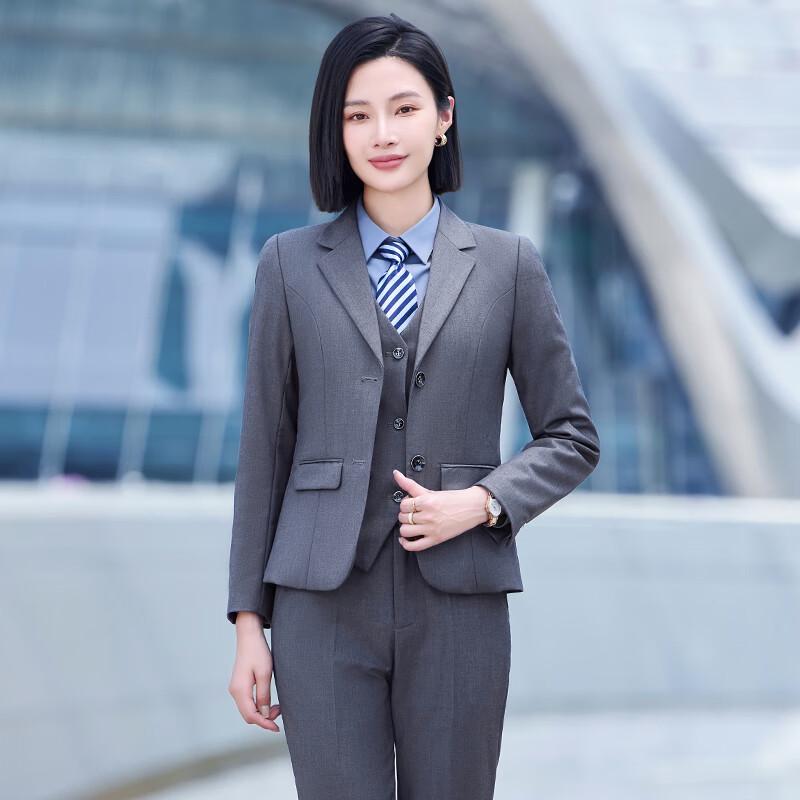 Troman Women's Long Sleeve Business Suit Set