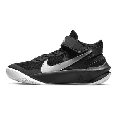 Team Hustle D10 FlyEase GS Black Metallic Silver Kids Sneakers Volt White DD7303-004