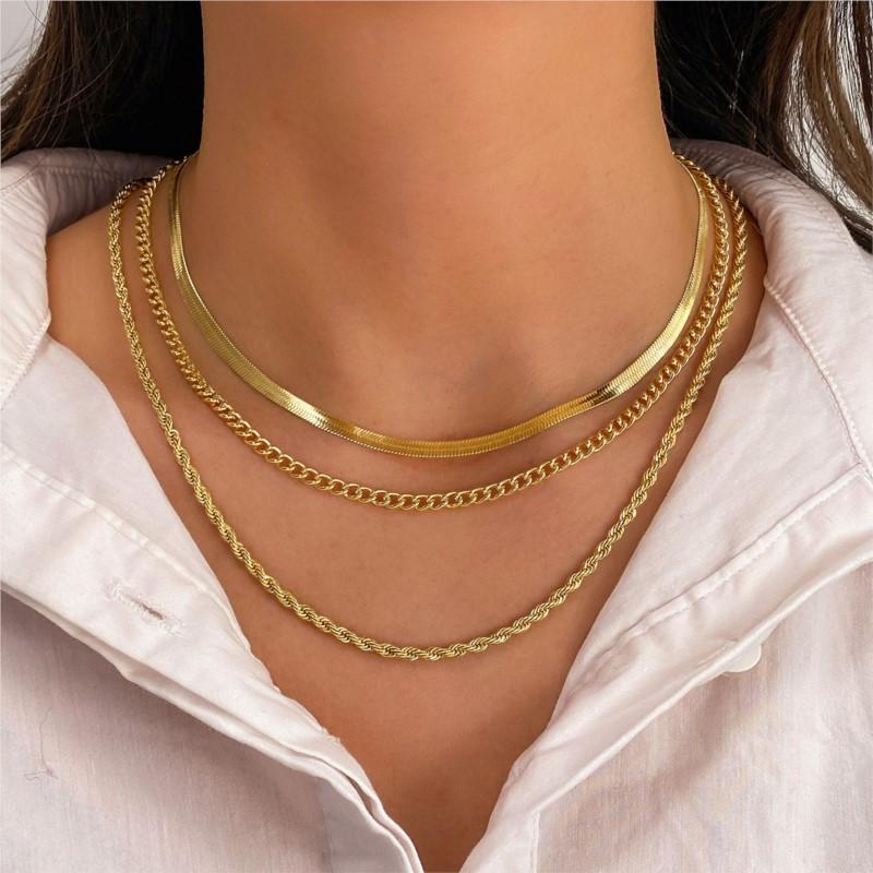 Stainless Steel High-Quality Minimalist Light Three-Layer Necklace for Women Fade-Resistant Hypoallergenic Jewelry Gifts