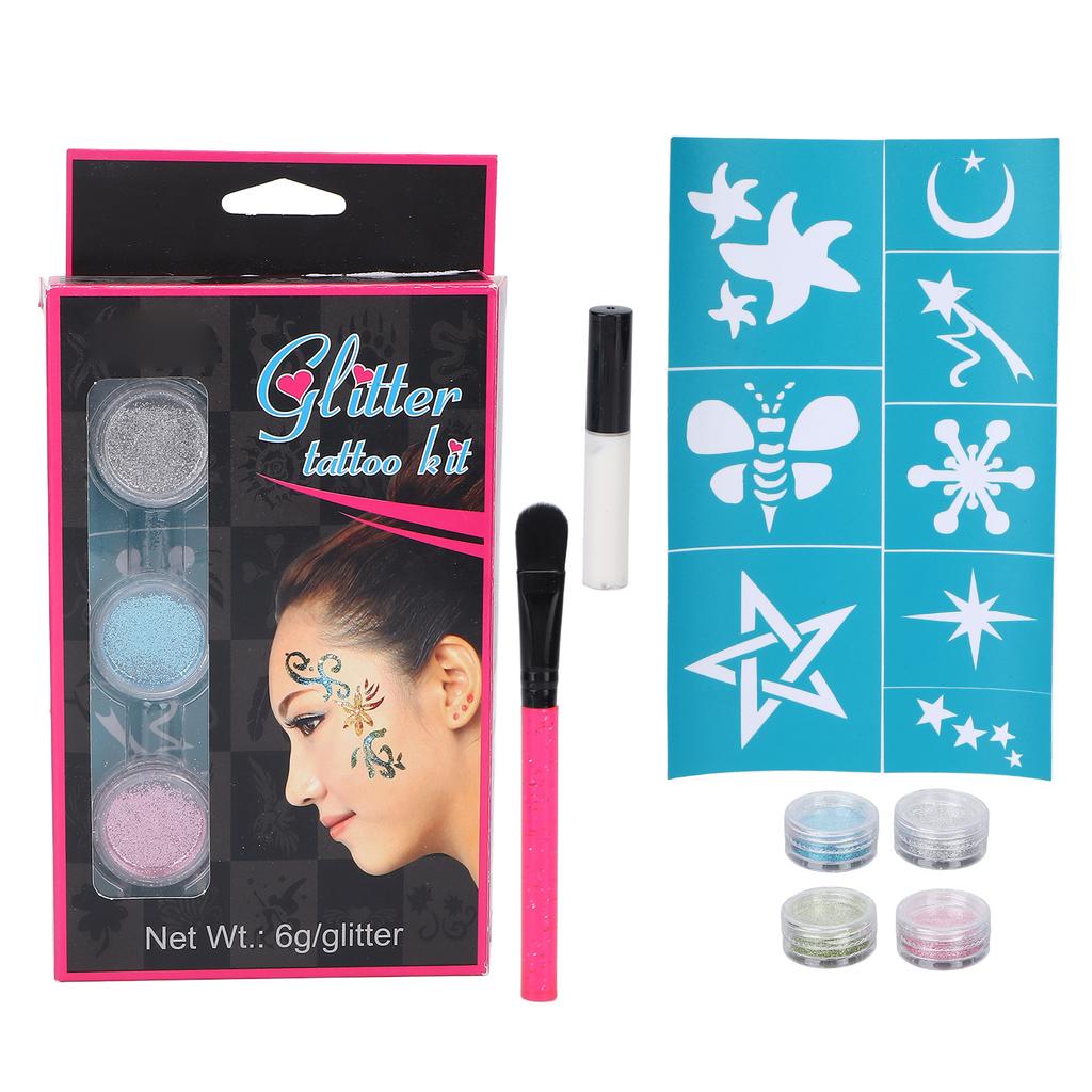 4 Colors Face Body Glitter Powder Children Shiny Temporary Tattoo Nail Art Glitter with Glue
