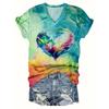 Chic Floral V-Neck Tee - Women's Breathable Short Sleeve Shirt for Spring/Summer Comfort T Shirts