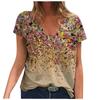 Women's Fashion Casual Plus Size Scenic Flowers Printing Round Neck T-Shirt Tops