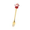 J Stainless Steel Christmas Dessert Spoon & Fork Set with Character Pattern - Festive Stirrer for Coffee & Desserts