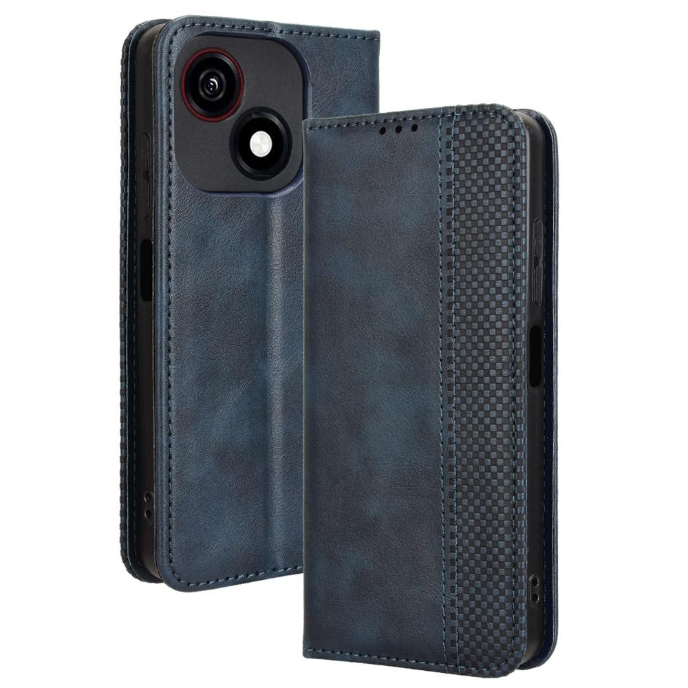 

Шкіряні фліп-чохли для ZTE Blade A35e Leather Case [Flip Vintage Leather] Wallet Протиударні міцні ретро фліп-чохли for ZTE Blade A35e синій