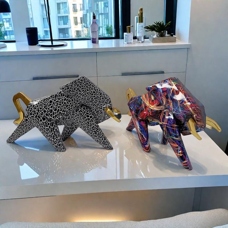 

New Product Transfer Geometric Bull Living Room Home Resin Craft Study Wine Cabinet Entrance Ornament Decoration Decoration