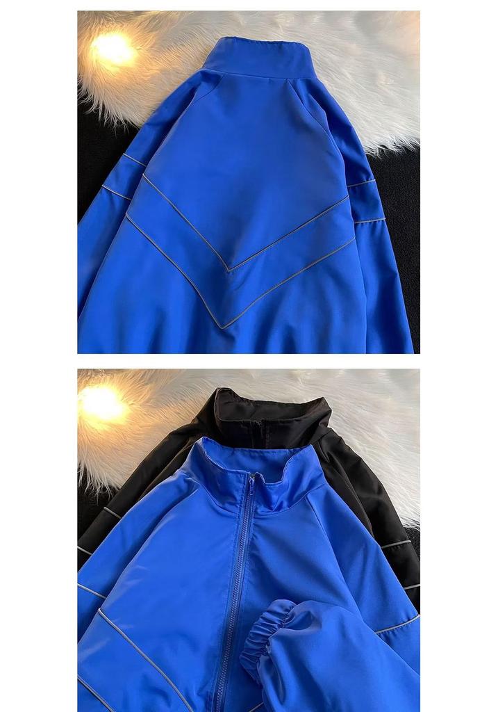 2023 Reflective Solid Color Unisex Windbreaker Jacket - Functional and Fashionable