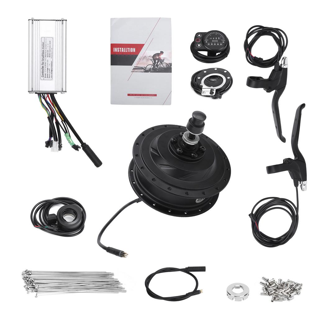 Electric Bicycle Conversion Kit 48V 500W Rear Wheel Hub Motor Set with KT‑900S Display Meter for 12G Wheel