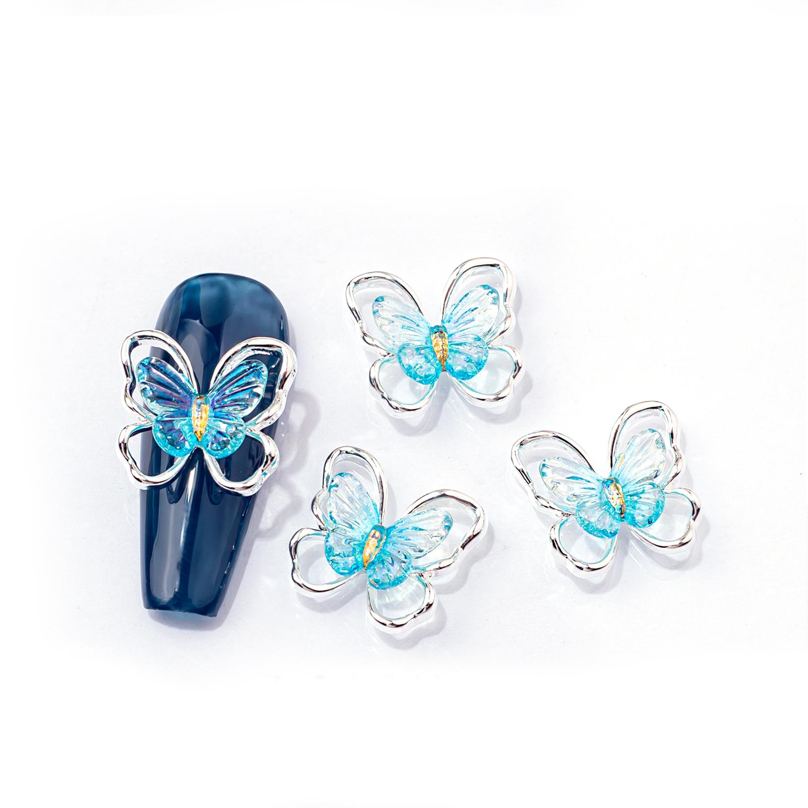 10pcs 3d Exquisite Butterflies Nail Art Charm Sparkly Nail Decoration Various DIY Creations Acrylic Alloy Gel Nails