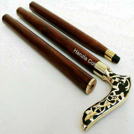 Solid Head Handle Brass Wooden Walking Stick Cane Antique Brass Lion Designer