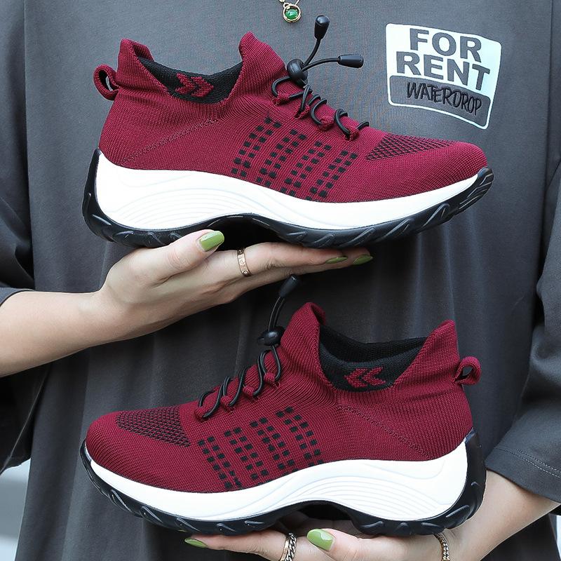 Fashion Women's Walking Shoes Fashion Sock Sneakers Mesh Breathe Comfortable Nursing Trainers Casual Platform Loafers Non-Slip Elevator