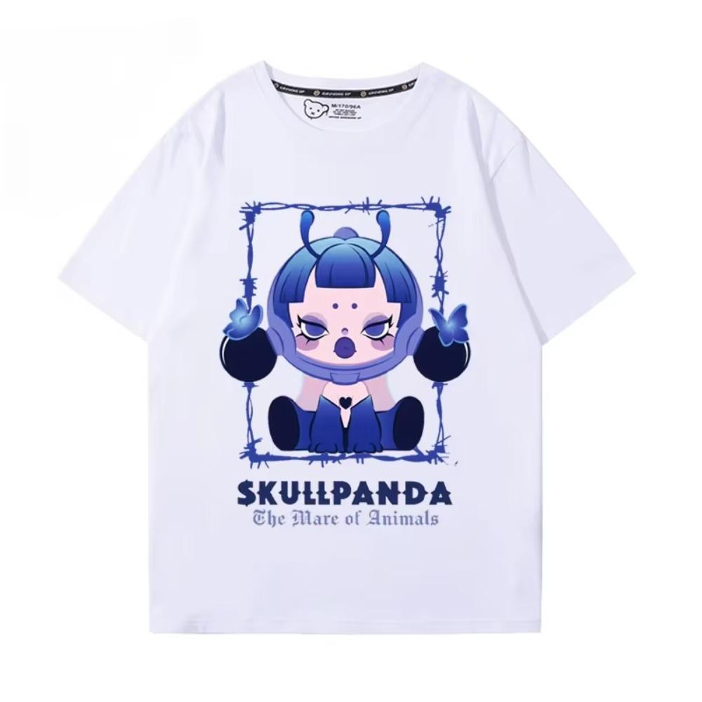 SKULLPANDA personalized graphic T-shirt summer 100% cotton round neck T-shirt outdoor leisure fashion Harajuku men women T-shirt
