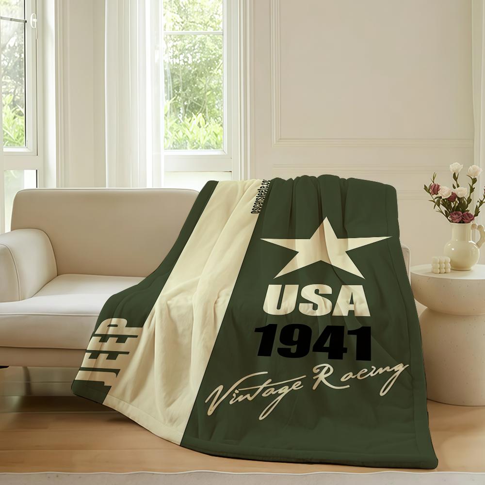 

Fashion print J Jeep Blanket For Sofa Office Bed Plane Travel Sleep Read Relax Camping Soft And Warm 75x90cm