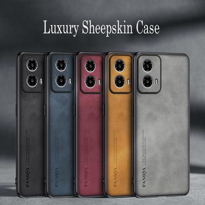 For Moto G15 Power G05 Luxury Sheepskin Leather Shockproof Silicone Case For Motorola Moto G85 G75 G45 G55 G35 5G Phone Cover