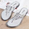 Women's Rhinestone Floral Thong Sandals - Strap Casual Summer Shoes Flip-flops Slippers