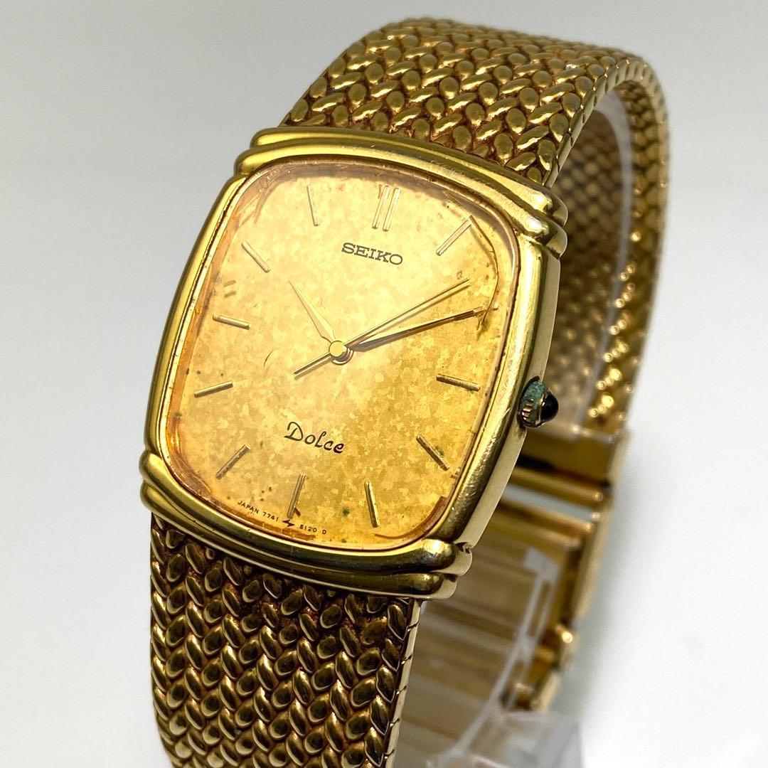 Б/у Рабочие Новая батарея SEIKO Dolce 7741-5110 Золотые часы
