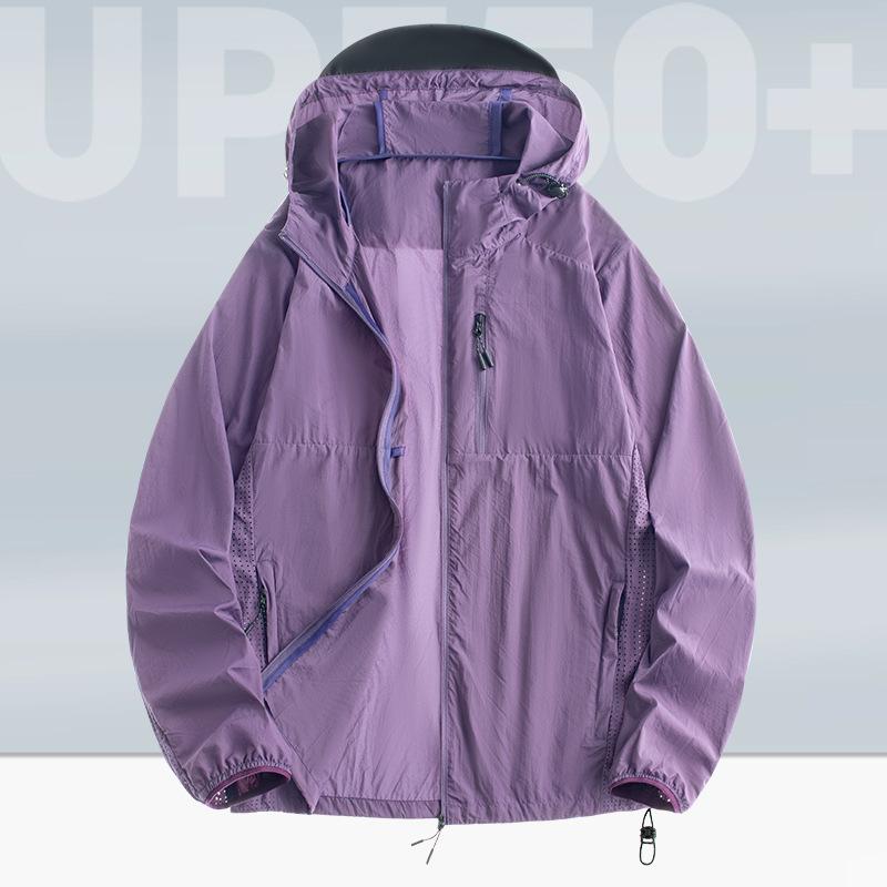 Haut Sonnenschutzjacke Herren Sommer UV Leichtgewicht Eisseide Kapuzenmantel Outdoor Reiten Angeln Windjacke