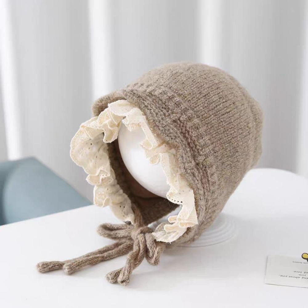 

Lace Up Design Warmer Beanie Cap Ear Protection Outdoor Thick Ear Protection Bonnet Girls кавовий