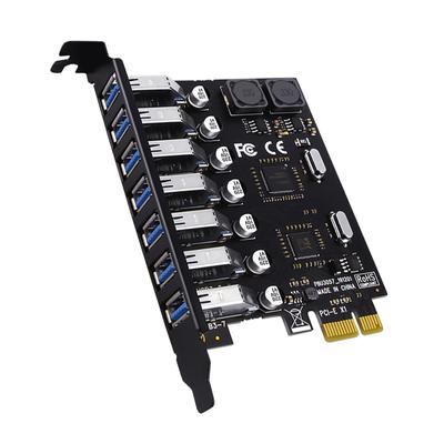 USB 3.0 PCI Express Adapter PCI E To 7 Ports USB 3 Expansion Adapter Card USB3 PCIe PCI-e X1 Controller Converter for Desktop PCA