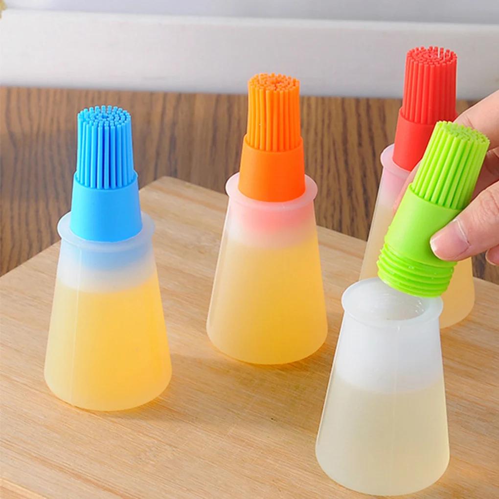 1Pcs Silicone Oil Bottle Baking Brush Liquid Oil Honey Brushes Barbecue Tool Portable Basting Pancake Kitchen Cooking BBQ Tool