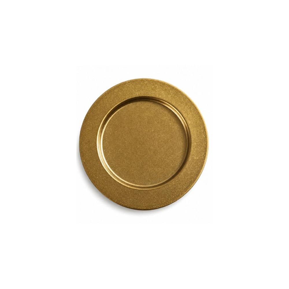 Stainless Steel Dinner Plate Round Dinner Plate Vintage Gold Stainless Steel Serving Plate Raised Rim Reusable Charger Plate