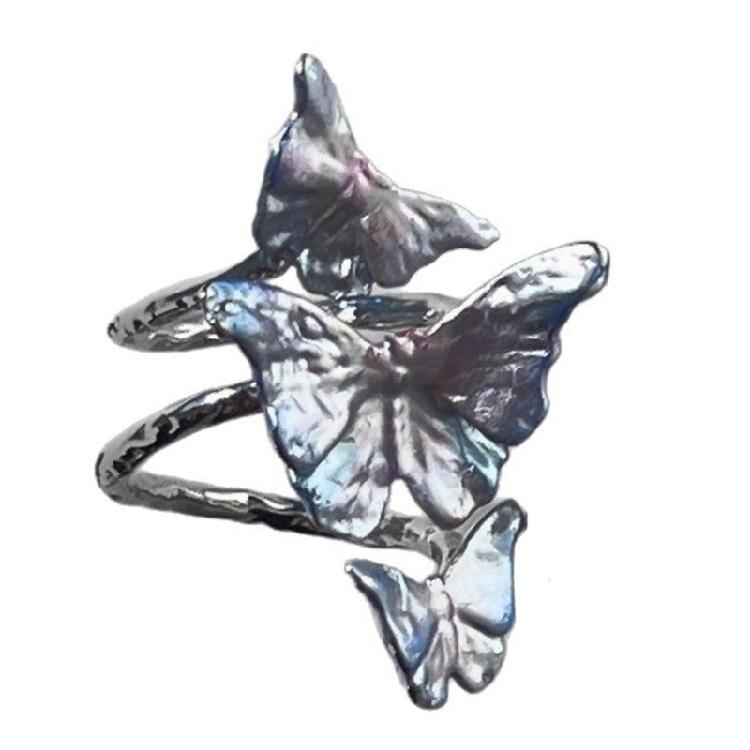 

Flexible Size Butterfly Fashion Ring Color Transition Effect Retro Modern Jewelry Adjustable Finger Ring 1
