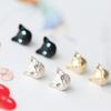 1 Pair Women Cute Cats Head Rhinestones Inlaid Ear Studs Earrings for Party Club