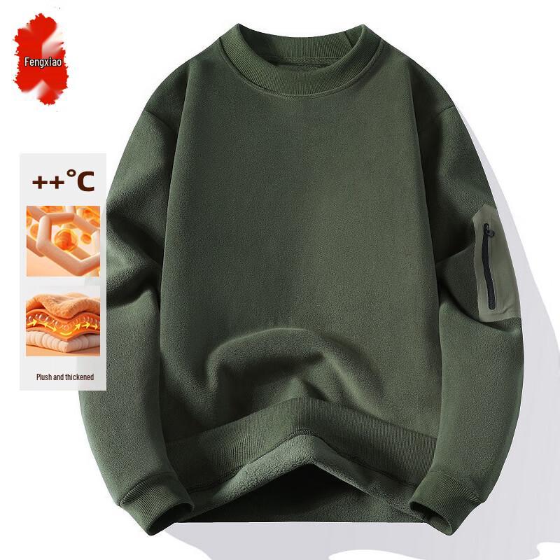 Fengxiao Men's Plush Thickened Pullover Sweatshirt