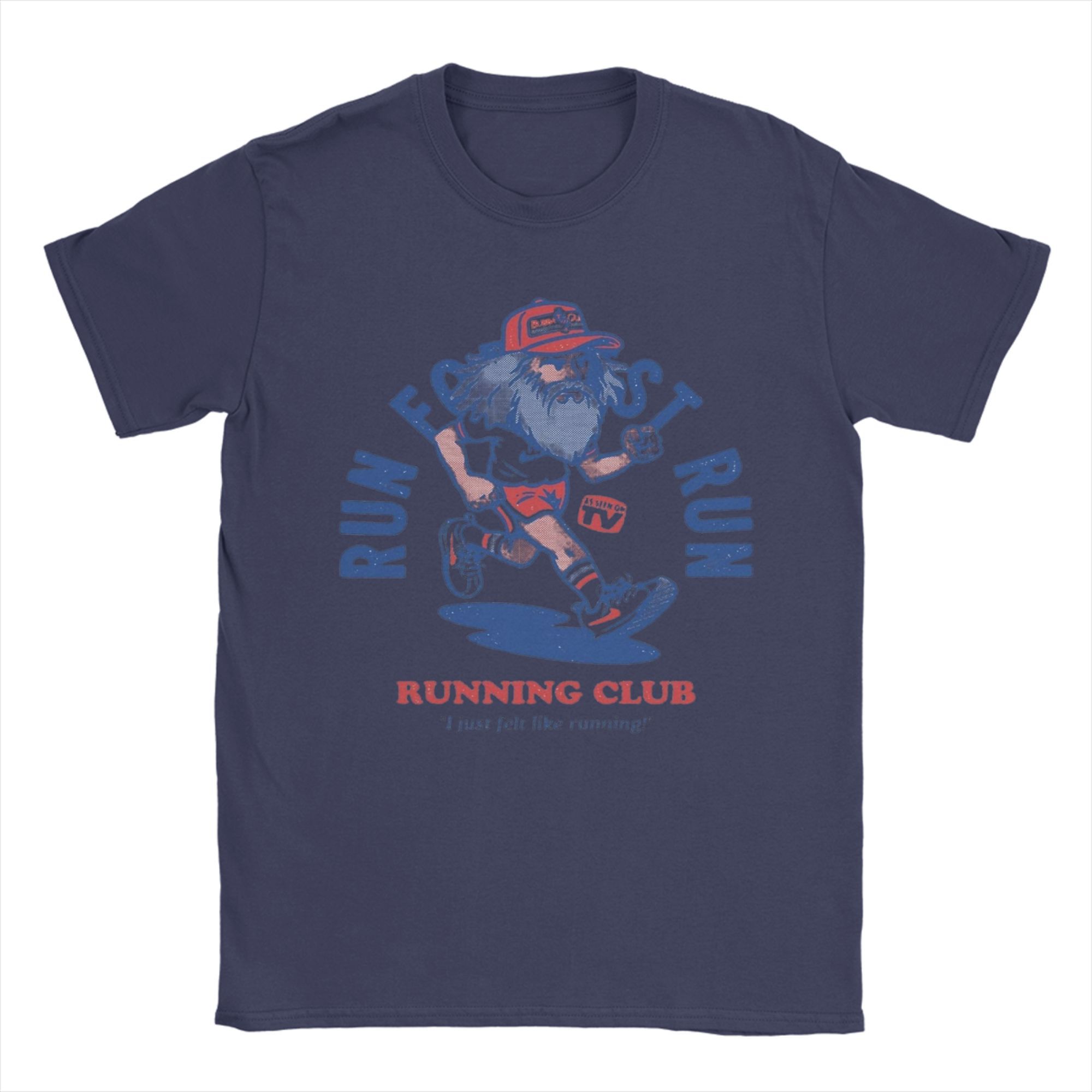 

Forrest gump Running T-Shirt for Men Vintage 100% Cotton Tee Shirt Round Collar Short Sleeve T Shirt Printed Clothes XL