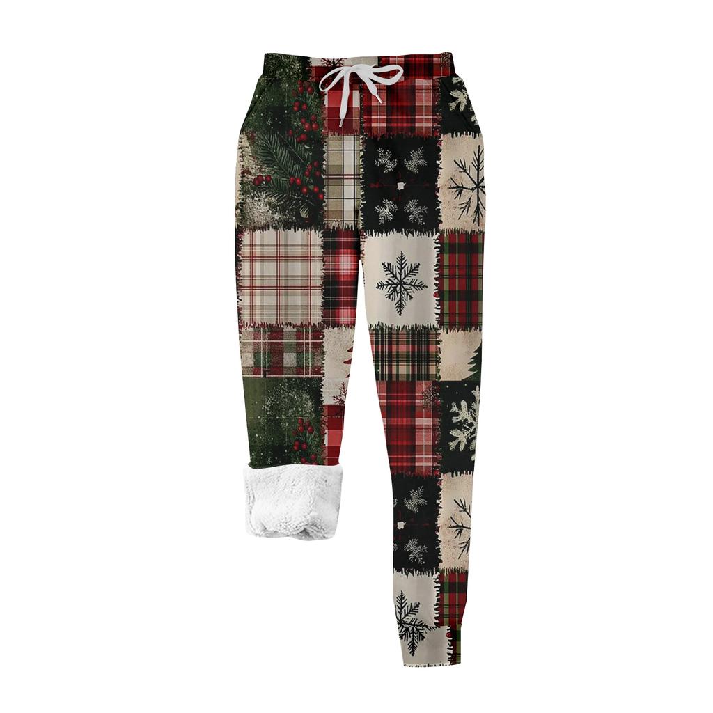 Women's casual fashion home Christmas print plush sweatpants