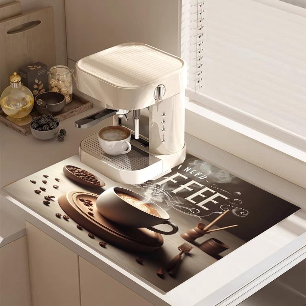 1Pcs Bar Coffee Rubber Drying Mat Tableware For Coffee Shop Kitchen Carpet Tableware Durable Diatom Mud Table Mat Pet Coffeeware Mat