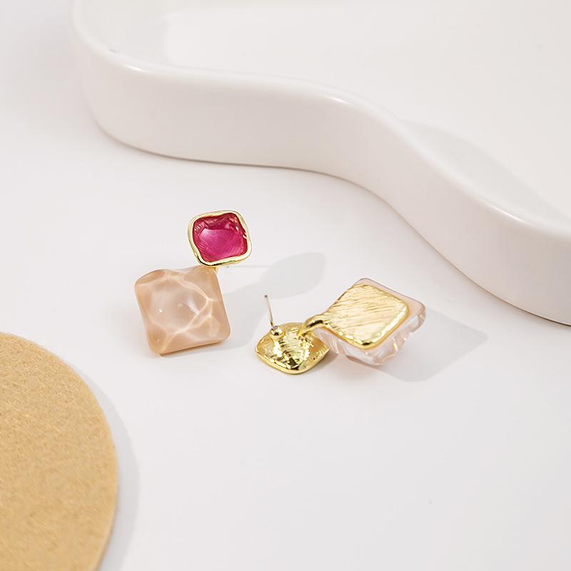 Rosa Grün Acryl frauen Baumeln Ohrringe Candy Farbe Süße Sommer Heiße Mode Transluzenten Quadrat Anhänger Hängen Ohrringe