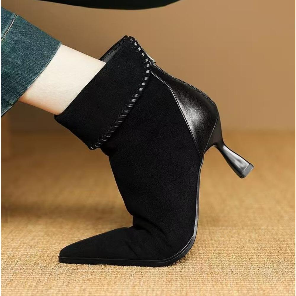 Szpiczaste noski damskie skarpetki krótkie buty modne zamki boczne wąskie botki do kostki cienkie wysokie obcasy jesienne zimowe damskie buty