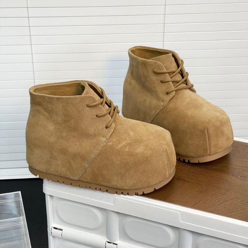 Thick-soled heightening short boots women's new leather Martin boots versatile casual bread shoes